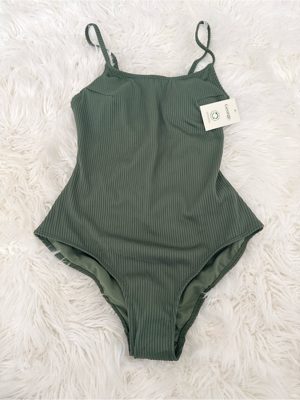 George Ribbed Olive Green One-Piece Swimsuit